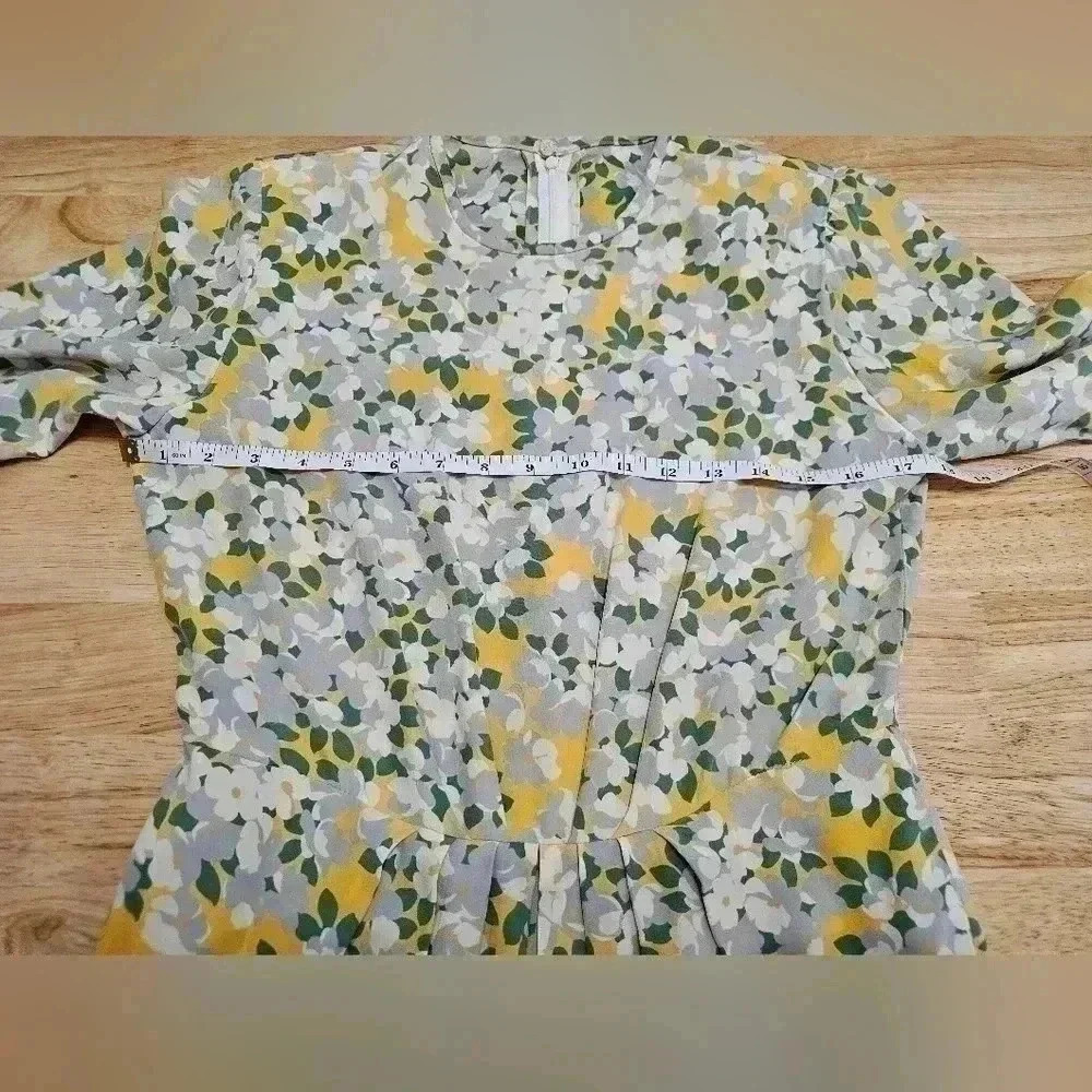 Womens Size 6 Floral 100% Silk Long Sleeve Dress - Picture 9 of 11